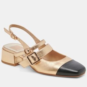 DOLCE VITA Leather Patzy Heels Gold Multi